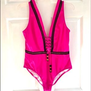 VENUS Hot Pink Lace-Up One Piece